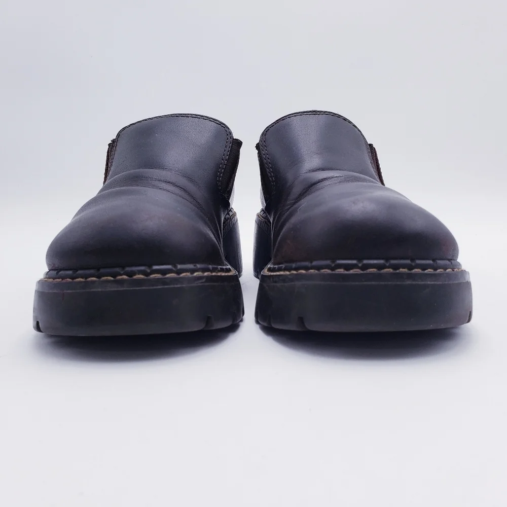 Vintage 90s Y2K American Eagle Leather Chunky Heel Loafer Brown Leather Size 6‎